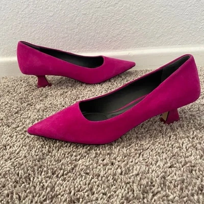 Sarto Diva Low Heel Pump Kitten Heels Pink Suede Dress Shoes Women's 5.5M NWOT - Image 1 of 4