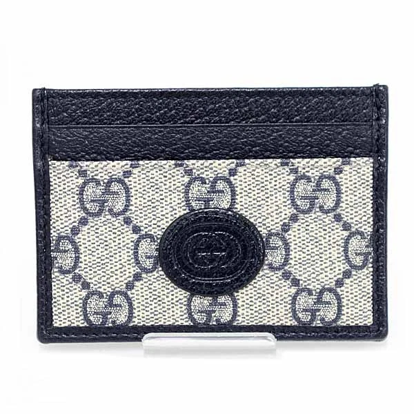 Estuche para tarjetas GUCCI entrelazado G 673002 GG Supreme lona para hombre azul marino Foto 1 de 4