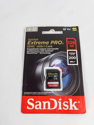 Tarjeta de memoria SanDisk Extreme PRO 128 GB UHS-I U3 SDXC 200 MB/s 4K - 128 GB totalmente nueva Foto 1 de 2