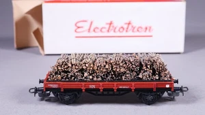 H0 DC Electrotren 1016 vagón de baja borda con carga madera RENFE/R.N. en EMBALAJE ORIGINAL #MO_644 - Imagen 1 de 6