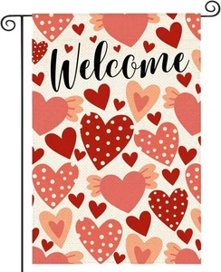Herz Garten Flagge 12x18 Zoll doppelseitig Liebe Valentinstag 1  - Bild 1 von 7