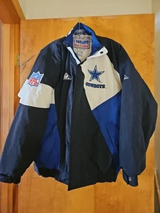 Vintage 90's Dallas Cowboys Apex One Windbreaker Jacket Full Zip Up Size L - Picture 1 of 17