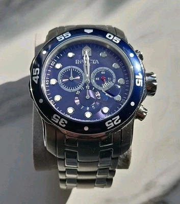 Invicta Mens Watch PRO DIVER SCUBA CHRONOGRAPH Blue Dial Silver Bracelet 48mm SS - Изображение 1 из 4
