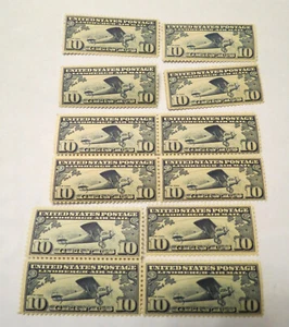 SCOTT #C10 1927 LINDBERGH ISSUE LOT OF 12 PCS NEVER HINGED - Picture 1 of 3