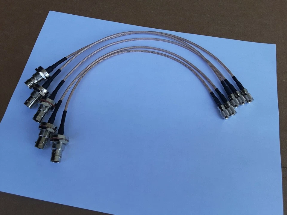 5 pack US MADE BNC female to 1.0/2.3 DIN male RG179 SDI pigtail cable 75ohm 1 FT - Image 1 of 3