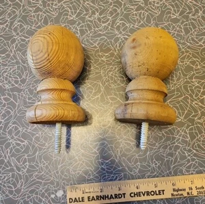 Wooden Finials 3 Inch Base, 1.5 Inch Screw Unused, But weathered cracked & dirty - Picture 1 of 15