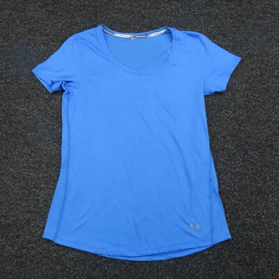 Camisa Under Armour Mujer Pequeña Azul Rayas Correr Transpirable Manga Corta Foto 1 de 4