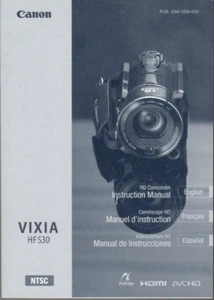 Videocámara Canon VIXIA HF S30 HD original manual de instrucciones limpia envío gratuito - Imagen 1 de 2