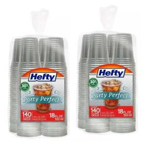 2-PACK Hefty Plastic Cups, Clear, 18 Ounce, 140 Count x 2 (280 count in total) - Picture 1 of 4