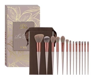 Set 13 pennelli trucco make up con scatola e busta Cipria Beige - Foto 1 di 3