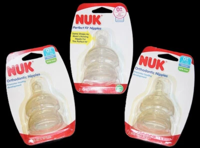 NUK Pezones 0+ Mo 6 Anti-Cólicos Ajuste Perfecto Cuello Ancho 3 - 2 Paquetes Flujo Lento y Mediano Foto 1 de 2