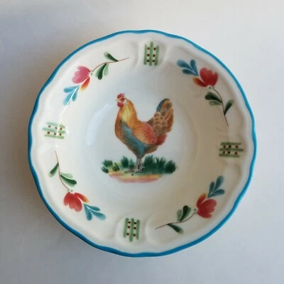 Cuenco de cerámica de pollo colección Época Hen Ruster blanco verde azulado repuesto  Foto 1 de 4