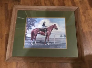 Large Secretariat & Turcott Framed Print Signed & Numbered Paul Wooldridge 1973 - Picture 1 of 7