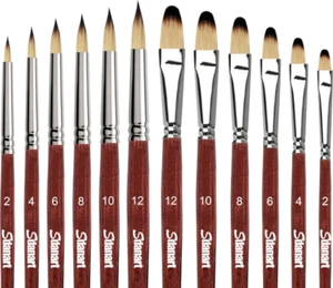 Artist Paint Brushes Set 12Pcs Professional Filbert Brushes for Acrylic Oil Wa.. - Picture 1 of 7
