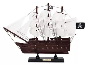 Wooden Black Pearl with White Sails Model Pirate Ship 12" - Picture 1 of 5