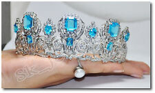 8.41ct Natural Round Diamond 14k Solid White Gold Topaz Wedding Crown Tiara
