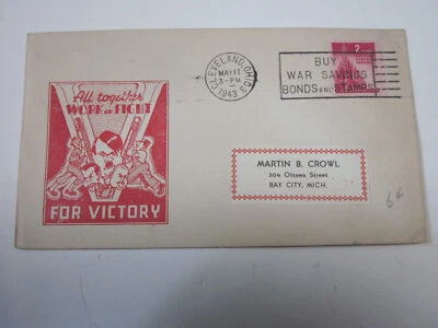 Segunda Guerra Mundial EE. UU. 1943 CLEVELAND OHIO PATRIÓTICO KOSKO CACHÉ TODOS JUNTOS TRABAJAR O LUCHAR Foto 1 de 4