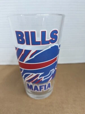Bills Mafia Cerveza Bebida Pop Soda Vaso NFL Fútbol Búfalo Cebra Estampado NUEVO Foto 1 de 2