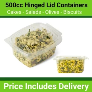 200 x 500cc Hinged Lid Deli Food Catering Container - Salads Cakes Reusable - Picture 1 of 8
