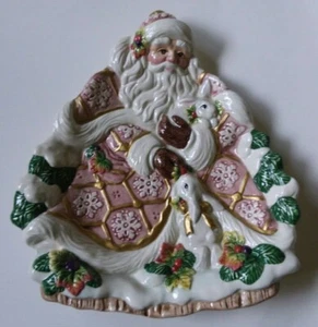 Fitz & Floyd Santa Snowy Woods Christmas Holiday Cookie Canape Plate Vintage  - Picture 1 of 7