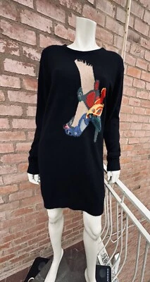 Vestido Suéter Balenciaga Tejido Angora Cachemire Negro Lana Bombas Tejido Talla M Foto 1 de 4