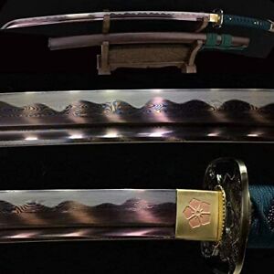 Purple Blade Katana Damascus Folded Steel Japanese Samurai Sword Razor Sharp