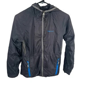 Marmot Lined Windbreaker Jacket Youth XL Black Full Zip Hooded Zip Pockets * - Picture 1 of 8
