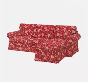 Ikea EKTORP Cover for 3-seat sofa with chaise longue/Virestad red/white,10503576 - Picture 1 of 7