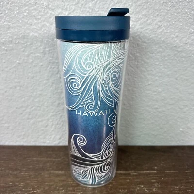 Taza de viaje vaso Starbucks 16 oz HAWAI tapa azul 2012 diseño Waves raro Foto 1 de 4