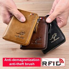 Mens FID Blocking Leather Wallet Credit Card ID Holder Zipper Purse Waterproof