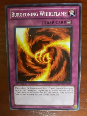 YuGiOh Burgeoning Whirlflame GENF-EN072 1st Ed SINGLE USED EXC COND - Image 1 of 3