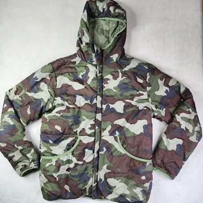 复古 Stussy Puffer 迷彩夹克双面 Thermolite Gear 男式 S 全拉链连帽衫 — 第 1/4 张图片