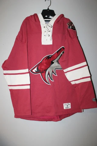 New NHL Arizona Coyotes old time style jersey heavy weight cotton hoodie men's M Cover