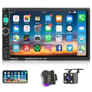 Double 2 Din Car Stereo Radio 7" Touch Screen Bluetooth Audio + Backup Camera - Picture 1 of 18