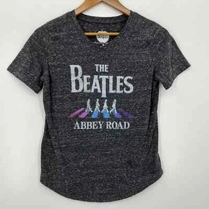 The Beatles T-Shirt Women's Size S Gray Abbey Road Logo V-Neck Short Sleeve - Picture 1 of 8