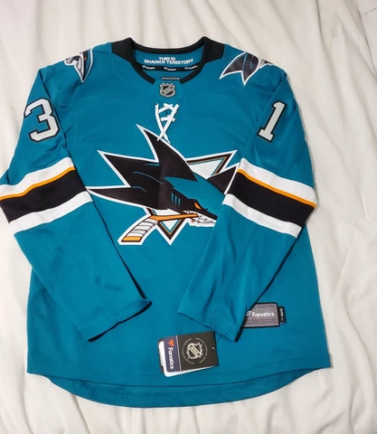 New Fanatics NHL San Jose Sharks Martin Jones Hockey Jersey Teal Men’s Size XS Cover