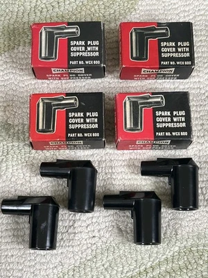 Set Of 4 Vintage Motorcycle Car Champion WCX 600 Spark Plug Caps Mini Riley MG - Image 1 of 4