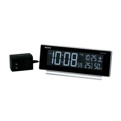 Seiko Clock DL207S Alarm Clock, Radio-Controlled Digital, AC-Powered, Color LCD - Image 1 of 4