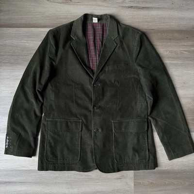 L.L. Bean Mens 42 Reg Green Corduroy Sport Coat Blazer Cotton Plaid Lined Preppy - Image 1 of 4