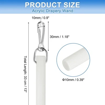 Varita de bastón para cortinas de fibra de vidrio Kirsch de 30" con gancho a presión de acero inoxidable Foto 1 de 4