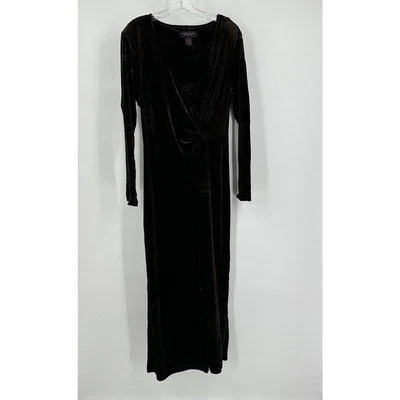 Signature By Robbie Bee Women Maxi Dress Size M Velvet Goth Formal Evening Brown - Image 1 of 4