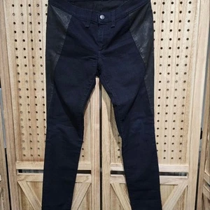 rag & bone Jeans Womens Size 28 Black Midnight Skinny Lamb Leather combo biker - Picture 1 of 6
