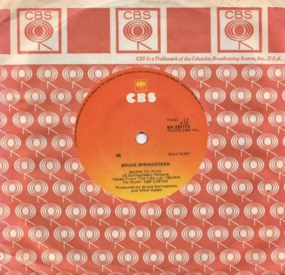 Bruce Springsteen BORN TO RUN Australian *SMALL* TYPEFACE CBS Records RARE 7" - Image 1 of 2
