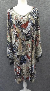 MSK Shift Dress Womens 1X Long Bell Sleeve Unlined V-Neck Multicolor Floral - Picture 1 of 18
