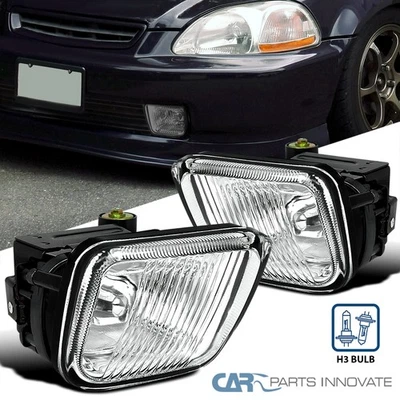 Fits 1996-1998 Honda Civic 2/3/4Dr Clear Bumper Fog Lights Lamps+Switch+Wiring - Image 1 of 4