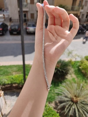 3.00 Carat Round Natural Diamond Tennis/Link Bracelet 14k Solid White Gold 7.5'' Foto 1 de 4