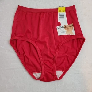 New VTG Warners Silky Nylon "Not So Innocent Nudes" Brief Panty Size Lg Red - Picture 1 of 5