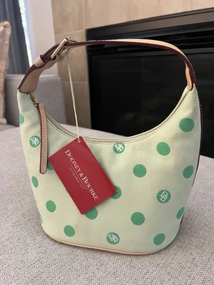 Bolso de Mano Hobo Dooney & Bourke Pequeño Verde Lunares De Colección - Raro - Muy Bonito Foto 1 de 4