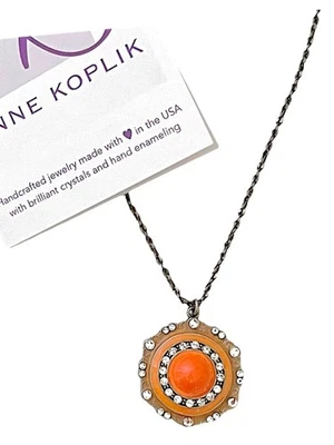 Collar Colgante Naranja Informal De Colección Look Delicado Por Anne Koplik Hecho en EE. UU. Foto 1 de 4