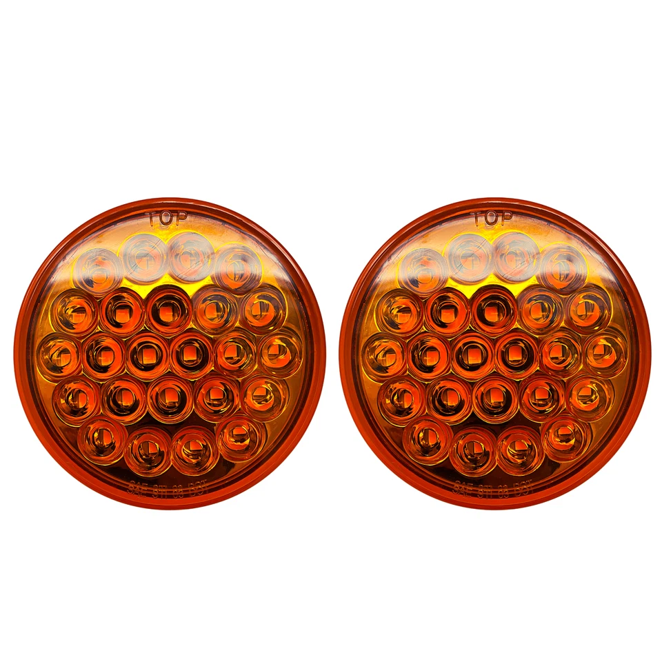 Luz Estroboscópica Ámbar Empotrada LED Redonda 4" 24 LED Impermeable Remolque DOT/SAE- Cantidad 2 Foto 1 de 1